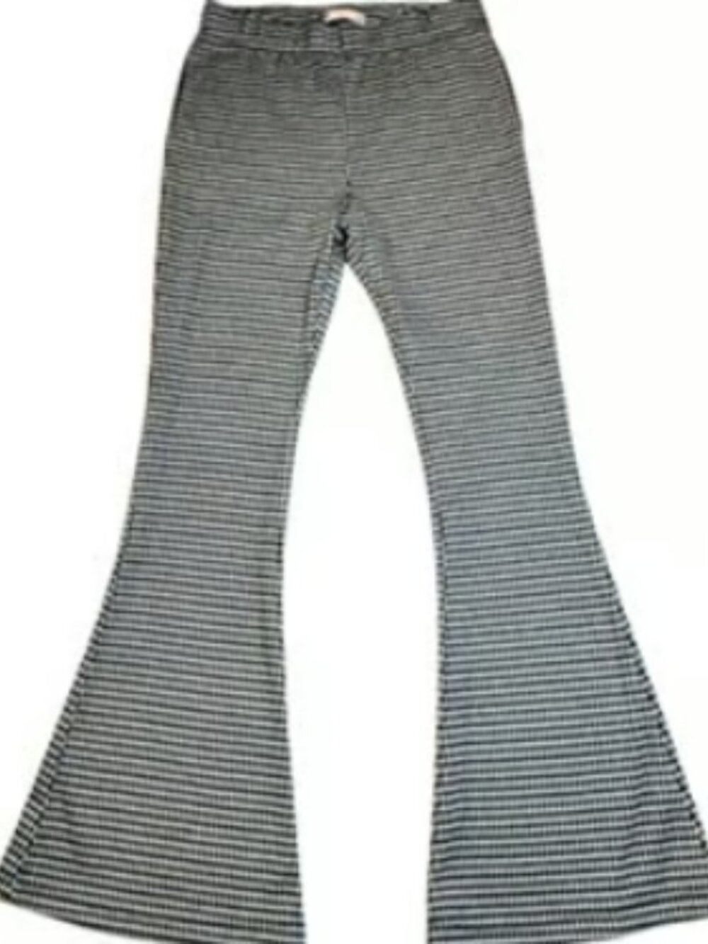 SO Plaid Checkered Wide Leg Pants Pull On Stretch Breathable Flared Bell Bottoms